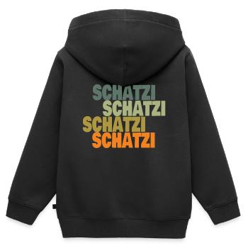 Schatzi Mausi Kosename - Kinder Premium Organic Zip Hoodie - Schwarz - Hinten - AI Model Kid Male (0cm)