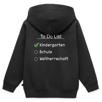 To do list - kindergarten schule weltherrschaft - Kinder Premium Organic Zip Hoodie - Schwarz - Hinten - AI Model Kid Male (0cm)