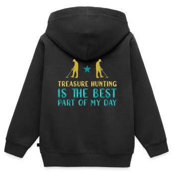 Treasure Hunter Treasure Hunt Metal Detector - Kids Premium Organic Zip-up Hoodie - black - Back - AI Model Kid Male (0cm)