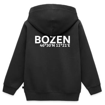 Bozen Koordinaten - Kinder Premium Organic Zip Hoodie - Schwarz - Hinten - AI Model Kid Male (0cm)