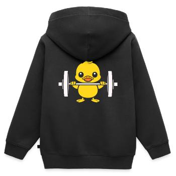 musculation - Sweat Premium à capuche zippé enfant bio - noir - Dos - AI Model Kid Male (0cm)