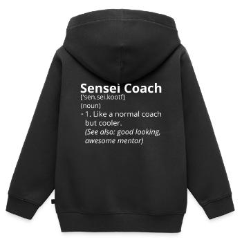 Sensei Coach Définition Description - Sweat Premium à capuche zippé enfant bio - noir - Dos - AI Model Kid Male (0cm)