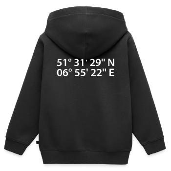 Coordonnées de Bottrop - Sweat Premium à capuche zippé enfant bio - noir - Dos - AI Model Kid Male (0cm)