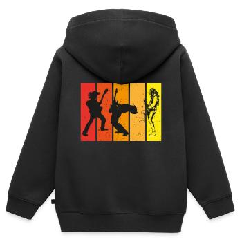 Guitariste, bassiste, guitariste - Sweat Premium à capuche zippé enfant bio - noir - Dos - AI Model Kid Male (0cm)