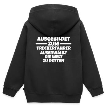 Trecker Landwirt Bauer Landwirtschaft Traktor - Kinder Premium Organic Zip Hoodie - Schwarz - Hinten - AI Model Kid Male (0cm)