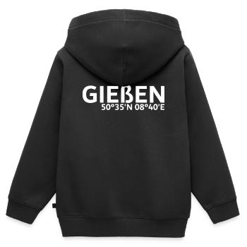 Gießen Koordinaten - Kinder Premium Organic Zip Hoodie - Schwarz - Hinten - AI Model Kid Male (0cm)