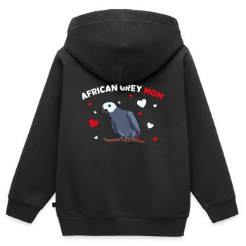 Afrikanische Graupapagei Mama Liebe lustige Frauen - Kinder Premium Organic Zip Hoodie - Schwarz - Hinten - AI Model Kid Male (0cm)
