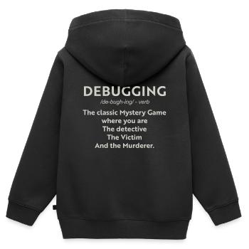 Débogage du jeu mystère classique où vous êtes t - Sweat Premium à capuche zippé enfant bio - noir - Dos - AI Model Kid Male (0cm)