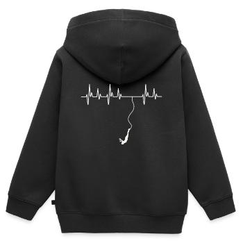 Bungee Jumping Sprung Herzschlag Geschenkidee Jump! - Kinder Premium Organic Zip Hoodie - Schwarz - Hinten - AI Model Kid Male (0cm)