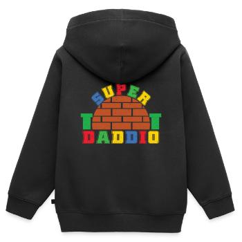 Lustige Super Daddio - Kinder Premium Organic Zip Hoodie - Schwarz - Hinten - AI Model Kid Male (0cm)