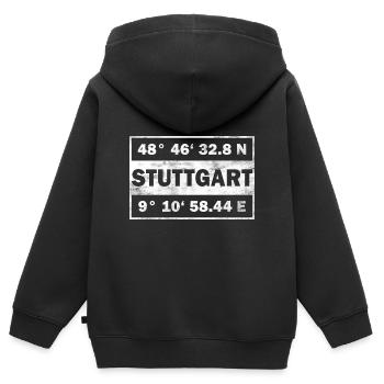 Stuttgart Koordinaten Stadt Stuttgart - Kinder Premium Organic Zip Hoodie - Schwarz - Hinten - AI Model Kid Male (0cm)