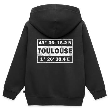 Toulouse Koordinaten Stadt Toulouse - Kinder Premium Organic Zip Hoodie - Schwarz - Hinten - AI Model Kid Male (0cm)