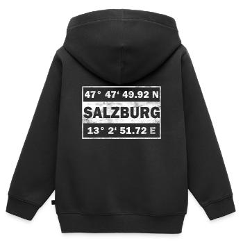 Salzburg Koordinaten Stadt Salzburg - Kinder Premium Organic Zip Hoodie - Schwarz - Hinten - AI Model Kid Male (0cm)