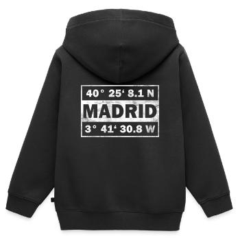 Madrid Koordinaten Spanien Madrid - Kinder Premium Organic Zip Hoodie - Schwarz - Hinten - AI Model Kid Male (0cm)