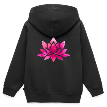 Lotus Blumen Blüte Yoga Lotus - Kinder Premium Organic Zip Hoodie - Schwarz - Hinten - AI Model Kid Male (0cm)