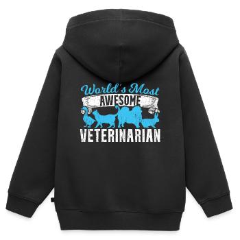 Weltbester Tierarzt - Kinder Premium Organic Zip Hoodie - Schwarz - Hinten - AI Model Kid Male (0cm)