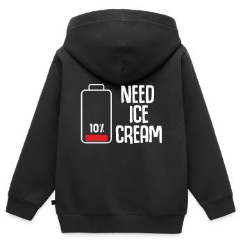 Lustiger Eisdielen Humor bei leerer Batterie - Kinder Premium Organic Zip Hoodie - Schwarz - Hinten - AI Model Kid Male (0cm)