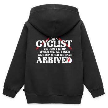 Vélo Cycliste Cycliste - Sweat Premium à capuche zippé enfant bio - noir - Dos - AI Model Kid Male (0cm)