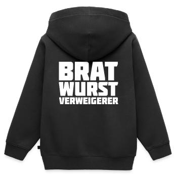 Bratwurst Verweigerer Bratwurst Pflicht Gegner - Kinder Premium Organic Zip Hoodie - Schwarz - Hinten - AI Model Kid Male (0cm)