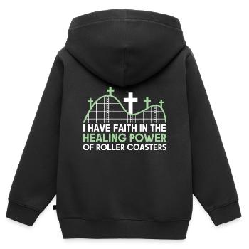 Roller Coaster Amusement Park Amusement Park - Kids Premium Organic Zip-up Hoodie - black - Back - AI Model Kid Male (0cm)