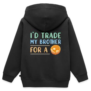 Pfannkuchen - Kinder Premium Organic Zip Hoodie - Schwarz - Hinten - AI Model Kid Male (0cm)