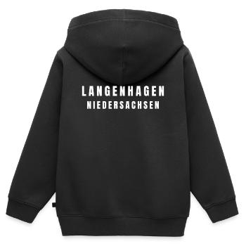 Langenhagen Niedersachsen - Kinder Premium Organic Zip Hoodie - Schwarz - Hinten - AI Model Kid Male (0cm)