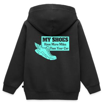 Meine Schuhe Haben Mehr Kilometer Als Dein Auto - Kinder Premium Organic Zip Hoodie - Schwarz - Hinten - AI Model Kid Male (0cm)