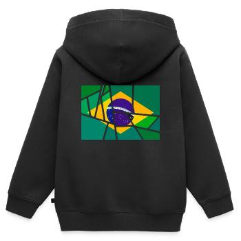 Brésil - Sweat Premium à capuche zippé enfant bio - noir - Dos - AI Model Kid Male (0cm)