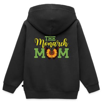 La maman monarque - Sweat Premium à capuche zippé enfant bio - noir - Dos - AI Model Kid Male (0cm)