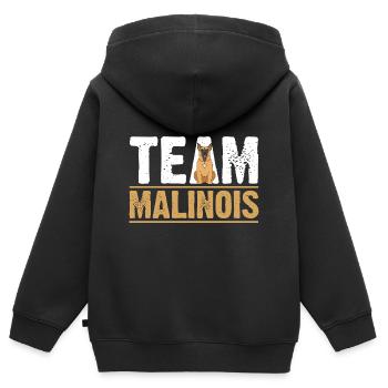 Dog Malinois - Kids Premium Organic Zip-up Hoodie - black - Back - AI Model Kid Male (0cm)