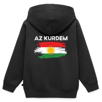 Kurdistan - Kinder Premium Organic Zip Hoodie - Schwarz - Hinten - AI Model Kid Male (0cm)