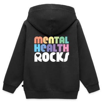 Santé mentale Mentale Gesundheit - Sweat Premium à capuche zippé enfant bio - noir - Dos - AI Model Kid Male (0cm)