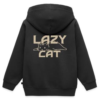 Lazy Cat - Kids Premium Organic Zip-up Hoodie - black - Back - AI Model Kid Male (0cm)