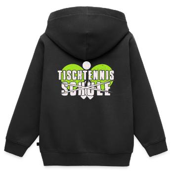 Tennis de table au lieu de l’école Joueur de tennis de table - Sweat Premium à capuche zippé enfant bio - noir - Dos - AI Model Kid Male (0cm)