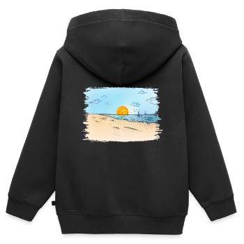 Sonnenaufgang am Strand - Kinder Premium Organic Zip Hoodie - Schwarz - Hinten - AI Model Kid Male (0cm)