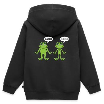Quark Magerquark - lustige Frosch Grafik - Kinder Premium Organic Zip Hoodie - Schwarz - Hinten - AI Model Kid Male (0cm)