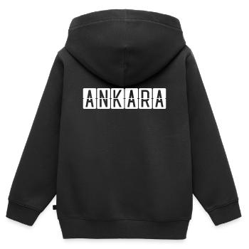Panneau de l’aéroport d’Ankara - Sweat Premium à capuche zippé enfant bio - noir - Dos - AI Model Kid Male (0cm)
