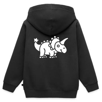 Triceratops - Kinder Premium Organic Zip Hoodie - Schwarz - Hinten - AI Model Kid Male (0cm)