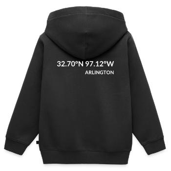 Arlington Texas USA Koordinaten - Kinder Premium Organic Zip Hoodie - Schwarz - Hinten - AI Model Kid Male (0cm)