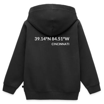 Cincinnati Ohio USA Koordinaten - Kinder Premium Organic Zip Hoodie - Schwarz - Hinten - AI Model Kid Male (0cm)