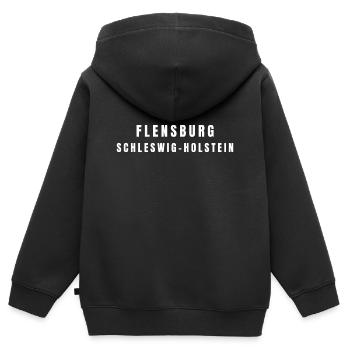 Flensburg Schleswig-Holstein - Kinder Premium Organic Zip Hoodie - Schwarz - Hinten - AI Model Kid Male (0cm)