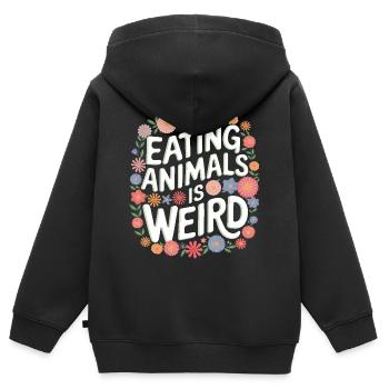 Vegetarian Vegan Veggie Vegetarian - Kids Premium Organic Zip-up Hoodie - black - Back - AI Model Kid Male (0cm)