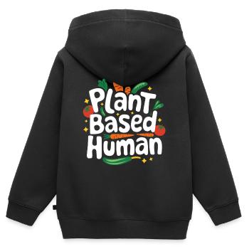 Végétarien Végétalien Végétarien Végétarien - Sweat Premium à capuche zippé enfant bio - noir - Dos - AI Model Kid Male (0cm)