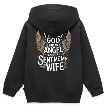 Frau Ehefrau Partnerin Familie Verheiratet - Kinder Premium Organic Zip Hoodie - Schwarz - Hinten - AI Model Kid Male (0cm)