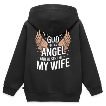 Frau Ehefrau Partnerin Familie Verheiratet - Kinder Premium Organic Zip Hoodie - Schwarz - Hinten - AI Model Kid Male (0cm)