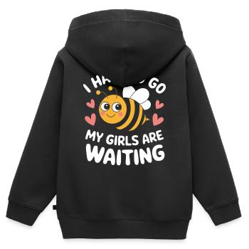 abeille abeille apicultrice abeille abeille - Sweat Premium à capuche zippé enfant bio - noir - Dos - AI Model Kid Male (0cm)
