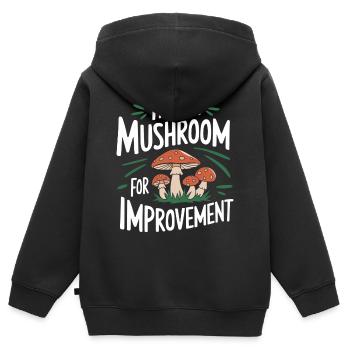 Champignons Champignons Champignon Champignon - Sweat Premium à capuche zippé enfant bio - noir - Dos - AI Model Kid Male (0cm)