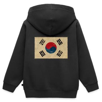 South Korea - Kids Premium Organic Zip-up Hoodie - black - Back - AI Model Kid Male (0cm)