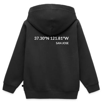 San Jose California USA Koordinaten - Kinder Premium Organic Zip Hoodie - Schwarz - Hinten - AI Model Kid Male (0cm)