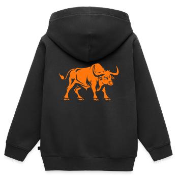 Stier - Kinder Premium Organic Zip Hoodie - Schwarz - Hinten - AI Model Kid Male (0cm)